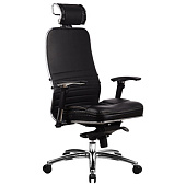 Кресло офисное МЕТТА "SAMURAI" KL-3, с подголовником, кожа, черное